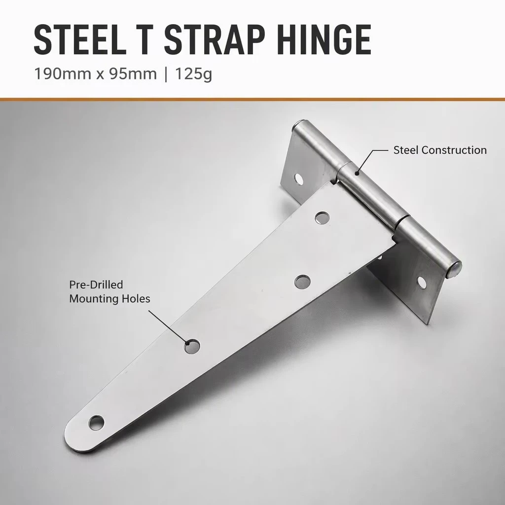 6 Heavy Duty Folding Steel Door T Strap Hinge
