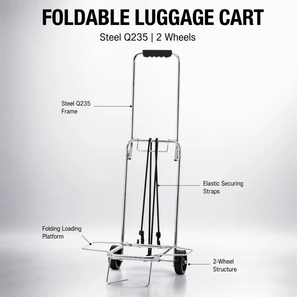 Chromed Metal Foldable Luggage Cart