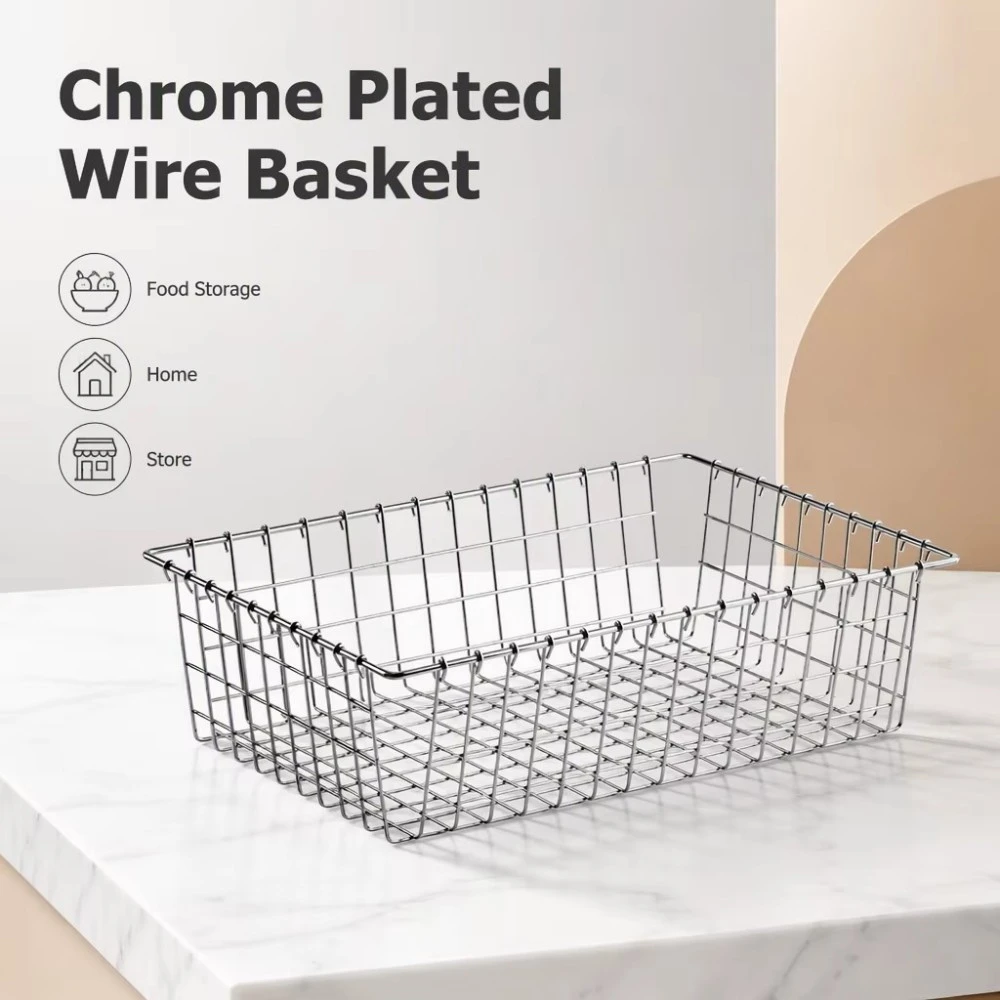 Chrome Silver Bread Pastry Storage Display Basket